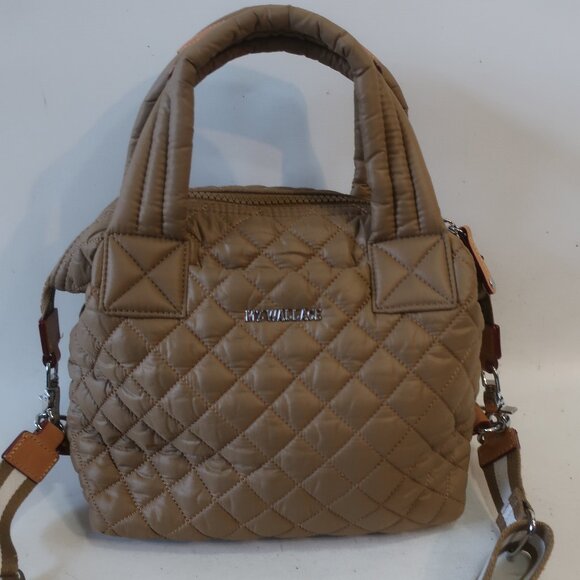 Authentic Womens MZ Wallace Small Sutton Deluxe Amber Tan Quilted Nylon Handbag - Picture 2 of 13